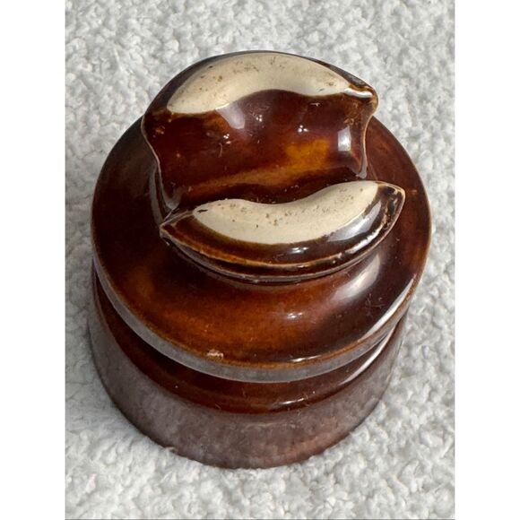 Vintage Locke Hi-Top 66 Brown Porcelain High Voltage Power Line Wire Insulator - Picture 3 of 13